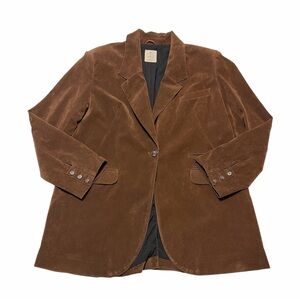 Free People We The Free Paper Cut Faux Suede Blazer Sz L Oversized Boxy